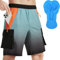 VAYAGER MTB Hose Herren Kurz Radhose, 3D Gepolstert Fahrradhose Mountainbike Fahrrad Shorts für Herren, Schnelltrocknende Outdoor Radlerhose MTB Bike Shorts(Orange/Green Gradient-L)
