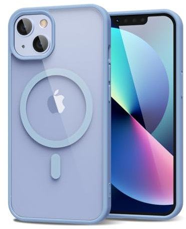 oakxco for iPhone 13 Case Clear Magnetic Compatible with Magsafe, Thin Slim Transparent Non Yellowing, Hybrid Soft Silicone Bumper & Hard Plastic Protective Cover for Women, Light Blue