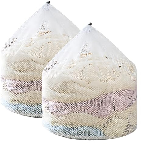 JTUYPT 2 Pcs Wäschenetz für Waschmaschine, 40 x 30cm Wäschesack Wäschebeutel Wäschenetz Klein mit Kordelstopper Wiederverwendbar für Unterwäsche Babywäsche Socken