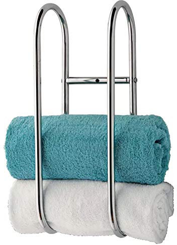 Taylor & Brown Wall Mounted Chrome Towel Holder Shelf Bathroom Storage Organiser Rack Rail | Holds 4-5 Towels | Made From Sturdy Steel With A Chrome Finish