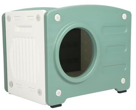 Asixxsix Plastic Cat House Outdoor Indoor, Aeroair Ventilation, Easy to Clean, Sturdy Feral Cat Bed, Versatile Use, for Outdoor Cat House Small Dog House (-2111240002911)