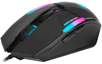 MARVO Ratón RGB para juegos con cable, color negro