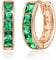 Linawe Green Small Hoop Earrings, Rose Gold Huggie Earrings for Women Trendy, Cubic Zirconia Earrings Stud, Piercing Jewellery, Cartilage Mini Hoop Flat Back