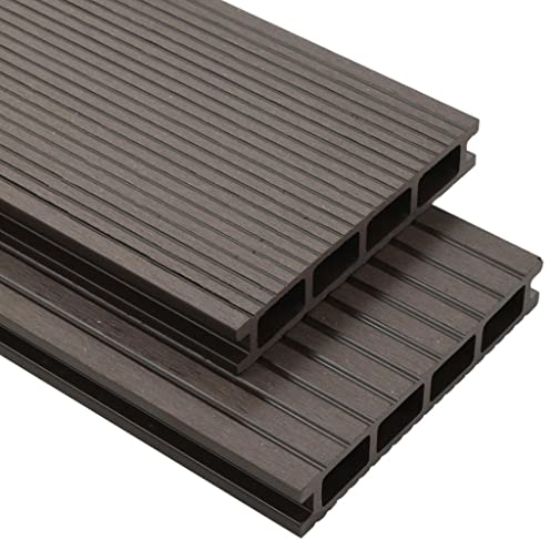 Willood WPC Hohlkammer Terrassendielen mit Zubehör 10 m² 4m Dunkelbraun