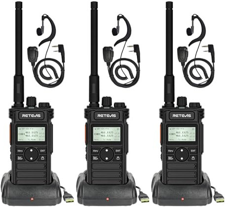 Retevis RT86S Walkie Talkies Erwachsene, Funkgerät mit großer Reichweite, 2600mAh, Aktualisierung USB C, Gruppenanruf, LCD-Display, Profi Walkie Talkie Ohrhörern für die Fertigung (Schwarz, 3 Stück)