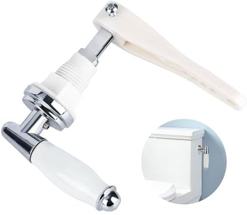 Toilet Flush Handle Replacement Universal Fit Toilet Cistern Handle Chrome Plated Replacement Metal Handle Cistern Lever for Toilet Cistern Lever Flush Handle - Adjustable Arm