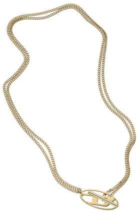 Diesel Collana da uomo in acciaio inossidabile con chiusura a T-bar, Oro chiaro