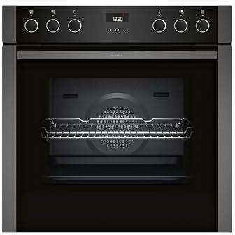 NEFF E1ACE2AG3, N50, Einbau-Herd, Made in Germany, LCD-Display, 3D Heißluft, CircoTherm, Soft Close und Soft Opening, Easy Clean, Kindersicherung, Schnellaufheizung, 60 x 60 cm, Graphite-Grey
