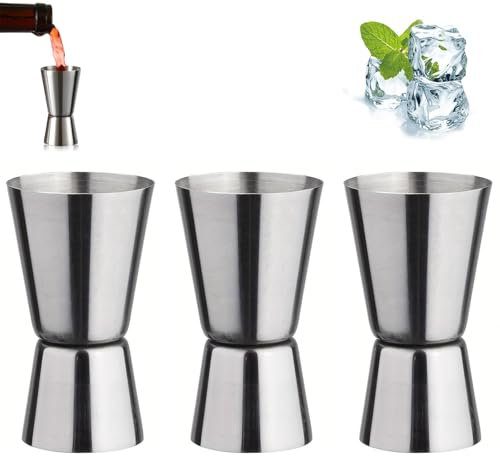 Set of 3 Stainless Steel Double Jiggers - 25/50ml Spirit Measures for Bartending, Home Bar, and Professional Use - Alcohol Measure for Spirits, Drinks Measure for Bar Party Wine Cocktail Jigger Shaker