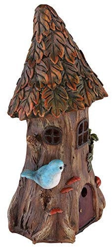 GLOBO Feenhaus für den Garten Solar Solardeko für Außen Garten Solarleuchten für Außen Deko Figur, Baumstamm Haus, 1x LED warmweiß, H 23 cm