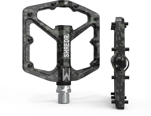 Shredr. Flat Pedale für MTB | Superleichte Flatpedals fürs Mountainbike | In 2 Größen | inkl. schwarzen Reflektoren | Special Edition Colors Tarnfarben (ArmyGreen/schwarz, M)