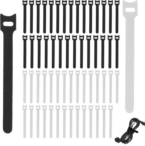 60PCS Cable Ties Excellent Strength and Durability Cable Tidy Reusable not Wear Out Easily Adjustable Cable Management for Tidying Up Pc Tv and Gadget Cables Tent Poles Backpacks Plants Stems.