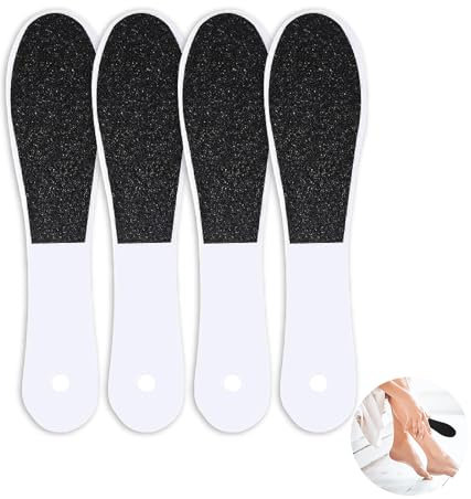 WQEDVN 4-Pack Double-Sided Foot Files for Hard Skin, Emery Boards for Feet, Foot Rasp Hard Skin Remover, Foot Scrubber, Wet & Dry Use, Cracked Feet