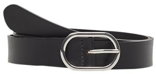 s.Oliver Hochwertiger Ledergürtel mit ovaler Schließe und Logo-Detail