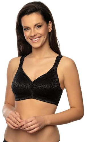 VIANIA! Soft-BH 244461 Rose bügellos und nahtlos geformten Cups mit Rosenmotiv Schwarz, Größe:80, Cup:B