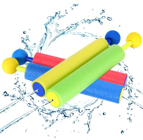 4er Set Schaumstoff-Wasserpistolen für Kinder | Spritzpistole für Pool, Strand & Outdoor | Leicht & Sicher für Jungen und Mädchen – Buntes Wasserschlacht-Set