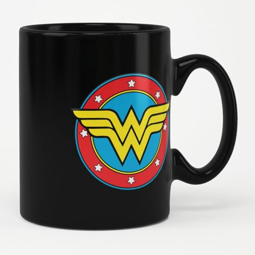 Wonder Woman Licenciado oficialmente Shield Taza cerámica de café (Negro)