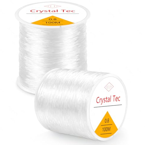 Avigers 0.8mm Elastisches Band für Armbänder, 100m Band für Armbänder Geeignet für Perlenschmuck Armbänder Basteln Herstellung von Schmuck verwendet (2 Stück)