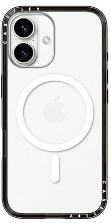 CASETiFY Compact Magsafe iPhone 16 Case [Lightweight/Slim Fit/Compatible with Magsafe] - Clear Black
