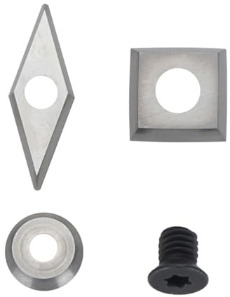 Lurrose Inserti Per Frese in Carburo Di Tungsteno Quadrati, Romboidali e Rotondi Per Tornitura Del Legno, Set Da 4 Pezzi Con Viti, Utensili Per Tornio Cnc e Lavorazione Legno