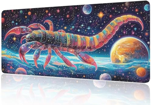 Tapis de Souris 1400x700 Scorpion, Tapis Souris XXL Gaming Univers, Base Anti-Dérapante en Caoutchouc, Surface Micro-Tissée pour Précision, Silencieux, Lavable Sous Main pour Gamer, Télétravail M1-585