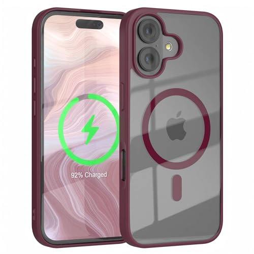 EAZY CASE Hülle für iPhone 17 kompatibel mit Qi Charging Ultra Aufprallschutz Stoßfest und Kratzfest dünne Schutzhülle mit Kameraschutz Silikon Cover Clear Hybrid Handy Case Beere - Qi Charging