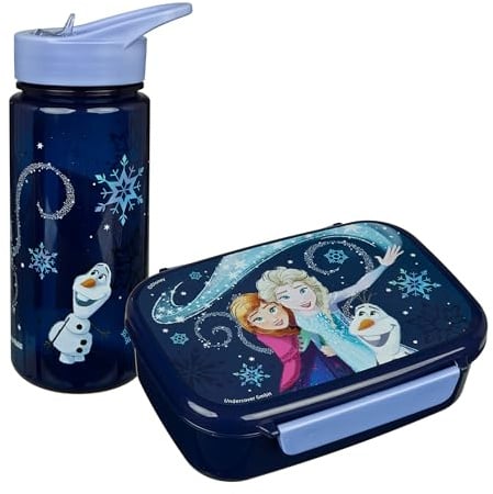 Scooli - Set Frozen per Bambini: Porta merenda + Borraccia, Perfetto per Scuola/Asilo, da 4 Anni, plastica Leggera e sicura