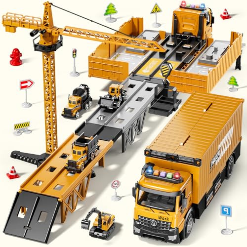 BLmukce Véhicule d'ingénieur, Jouet de Construction pour garçons de 3 à 7 Ans, Coffret de camions Jouets, Pelleteuse pour Tout-Petits, idée Cadeau garçon 3, 4, 5, 6, 7 Ans