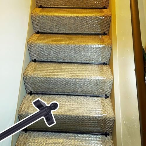 Polierte, verzinkte Treppenstange zur Befestigung und Dekoration von Treppenteppichen, Treppenstangen, Treppenteppichstangen aus schwarzem Messing, Treppenläuferstangen für de,Black-3pcs-112cm(44in)