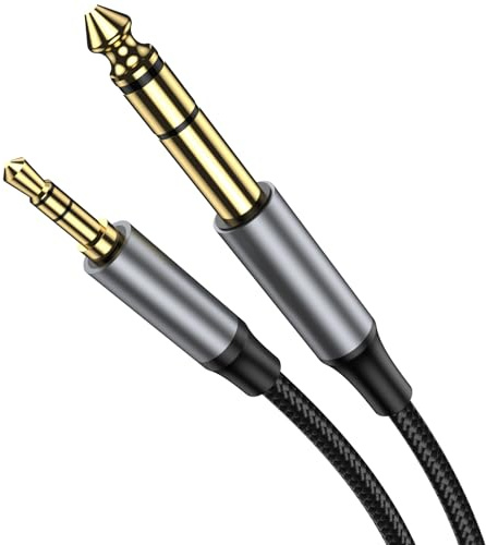 KAYQINHO 1/4 inch to 3.5mm Stereo Audio Cable 5m, 3.5mm to 6.35mm Stereo Audio Cable, 1/8 to 6.35mm Y Splitter Guitar AMP Aux Cord for Headphones Jack, Laptop, Speaker, Phone Mixer