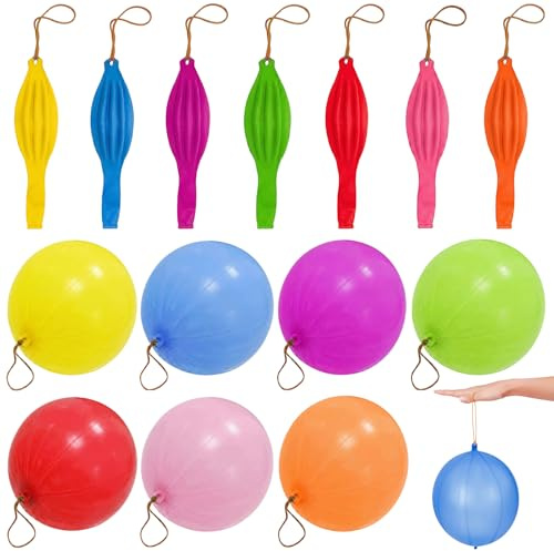 30 Große Luftballons Punch mit Band, 18 Zoll Riesen Ballons, Geburtstagdeko | Bunt Perforierte Latex Luftballons, für Kindergeburtstag, Partyspiele & Deko, Mitgebsel & Gastgeschenk für Kinder