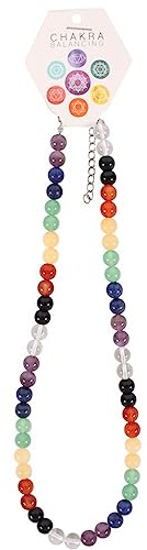 Multicolor Gems & Stones Sphere Chakra Necklace - 23cm x 3cm (1 Pc) - Elegant Statement Piece, Unique Spiritual Design - Ideal for Any Event