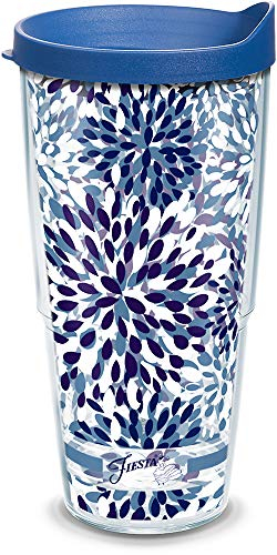 Tervis 1105084 Fiesta - Lapis Calypso Insulated Tumbler with Wrap and Blue Lid, 24 oz - Tritan, Clear