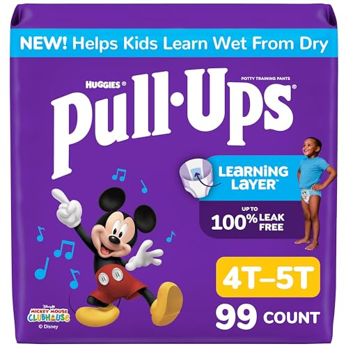 Pull-Ups Boys' Potty Training Pants, Size 4T-5T Training Underwear (38-50 lbs), 99 Count