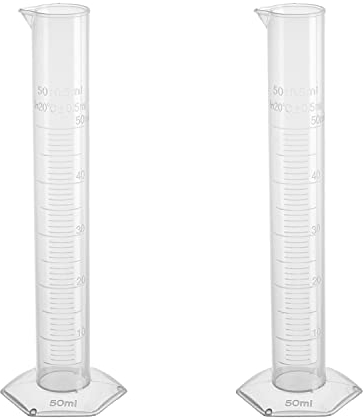 Othmro 3pcs Plastic Measuring Cylinders, 50ml Measuring Graduated Cylinder Transparent, Liquid Trial Tube Flask Liquid Measuring Tools