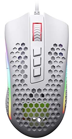 Redragon M808 Storm Leichtgewicht RGB Gaming Maus, 85g Ultraleichte Waben Design - 12.400 DPI Optischer Sensor - 7 Programmierbare Tasten - Präzise Registrierung - Super-Light-Kabel (Weiß)
