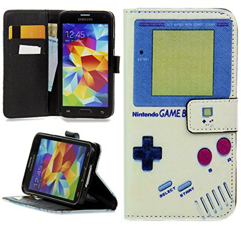 Handy Lux® Schutz Hülle Tasche Kartenfächer Flip Case Etui Cover Involto Motiv Design Hülle BookStyle für Apple iPhone 12/12 Pro 6,1, Gameboy