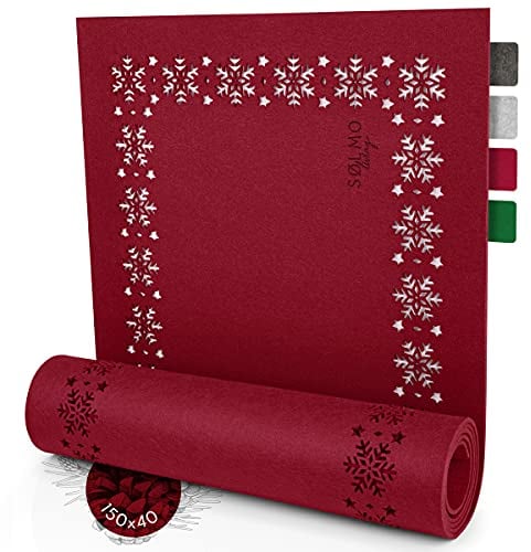 sølmo I Design Tischläufer - Tischläufer Winter Rot aus Filz I Tischband als Dekoration Tisch-Deko I Filzläufer Tischdecke Winter (150x40 cm)