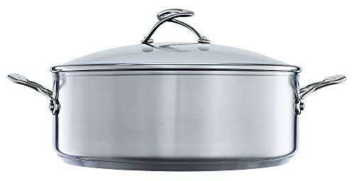 Circulon SteelShield Stainless Steel Stock Pot with Lid 30cm / 7.1L - Induction Stock Pot with Hybrid Non Stick & Toughened Glass Lid & Stay Cool Handles, Dishwasher Safe Cookware