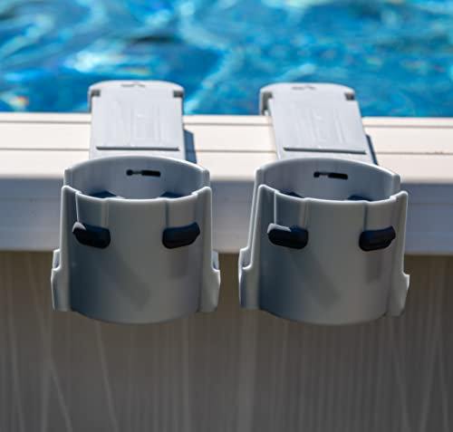 ND Premium Design Lot de 2 Porte-gobelets pour Piscine Hors Sol Gris argenté | Réglable | s'adapte sur Les Bords supérieurs carrés, piscines Hors Sol, Patio, terrasse, Jacuzzi, Bateaux. Fabriqué au