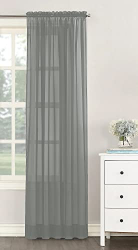 NetCurtainsUK Single Plain Voile Net Curtain Sheer Panels Slot Top Heading (Silver, 140cm (55'') Wide x 122cm (48'') Drop) (HMPVP01)