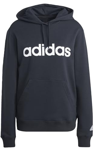 adidas Donna Essentials Linear Hoodie, Black / White, L