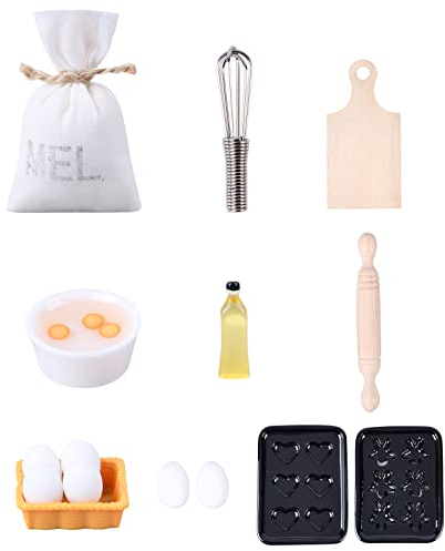 Aolso Maison de poupée Meubles Miniatures,15Pcs Accessoires de Cuisine Miniatures, Maison De poupée Meubles, Maison de poupées en Bois, Miniatures de Cuisine pour Maison de Poupee