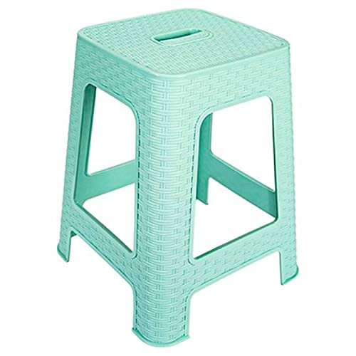 Acan Tradineur - Taburete de plástico con asa Rattan, Asiento de 28 x 28 cm, imitación de Mimbre, banqueta Multiusos, Cocina, salón (Verde Pastel - 45,5 x 36,7 x 36,7 cm)