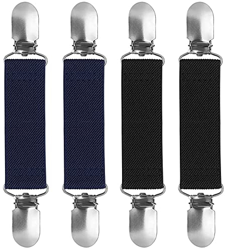 4 Pieces Elasticated Cinch Clip Sweater Cardigan Clips Clothing Chain Fit Clip Glove Clips Adjustable Elastic Mitten Clips for Kids Adult Women Sweater, 2 Colors