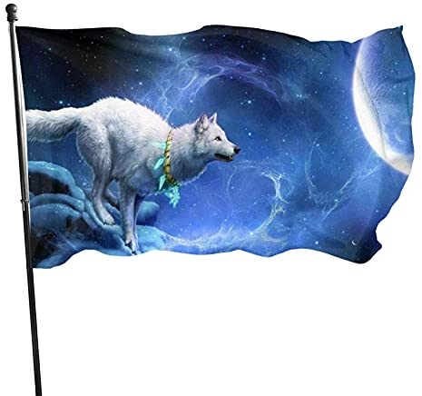 Garten Flaggen Wolf Mond Dekorative Fahnen Pride Flag Balkonflagge Lebendige Farbe Yard-Flaggen Für Rasen Draußen Garten 90x150 cm