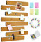 Vuzvuv 8 Stück Holzbraune Korktafel-Balken mit 50 Pinnnadeln und Haftnotizen, selbstklebende Pinnwandstreifen, keine Schäden für Wand, Filz-Pinnwand für Notizen, Fotos, Zeitpläne, Büros, Zuhause