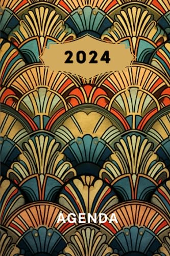Agenda 2024: Petit format de poche, Semainier, Planificateur hebdomadaire, Format 10x15 cm, 112 pages sur papier crème 90g/m², art déco