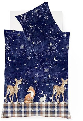 fleuresse Feinbiber Bettwäsche Aspen Sarnia dunkelblau 1 Bettbezug 135 x 200 cm + 1 Kissenbezug 80 x 80 cm