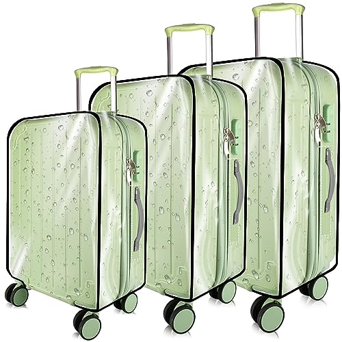 KSSZZCO 3 Pieces Thicken Clear Luggage Cover Protector, 20 24 28 PVC Luggage Covers for Suitcase Waterproof Dustproof Anti-scratch Travel Suitcase Covers Case for Wheeled Luggage